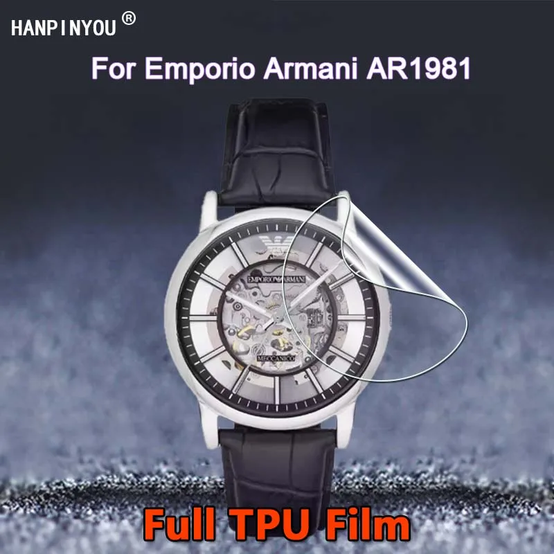 2 In 1 For Emporio Armani Watch AR1981 Clear / Matte Full Cover Back + Front Screen Protector Soft TPU Hydrogel Film -Not Glass