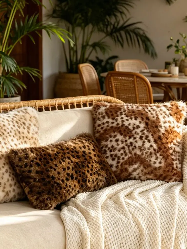 BUYNOW 1 Stück langer Plüsch-Kissenbezug mit Tiermuster, weicher, bequemer Kissenbezug, Heimdekoration für Sofa, Wohnzimmer, Kissenbezug – Detail 2