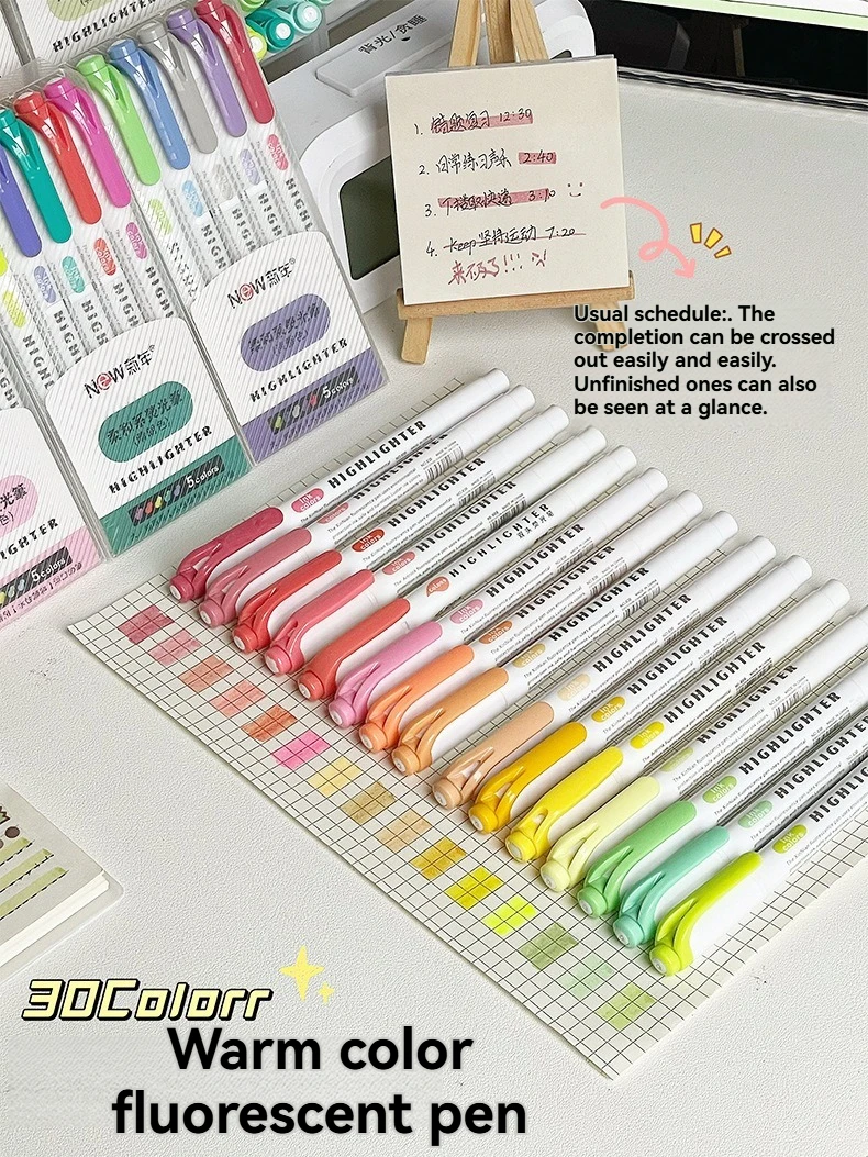 5/15PC Fluoreszierende Stift Set Student Kennzeichnung Strich Schlüssel Kennzeichnung Stift Hohe Schönheit Farbe Handbuch Stift Charge – Detail 3