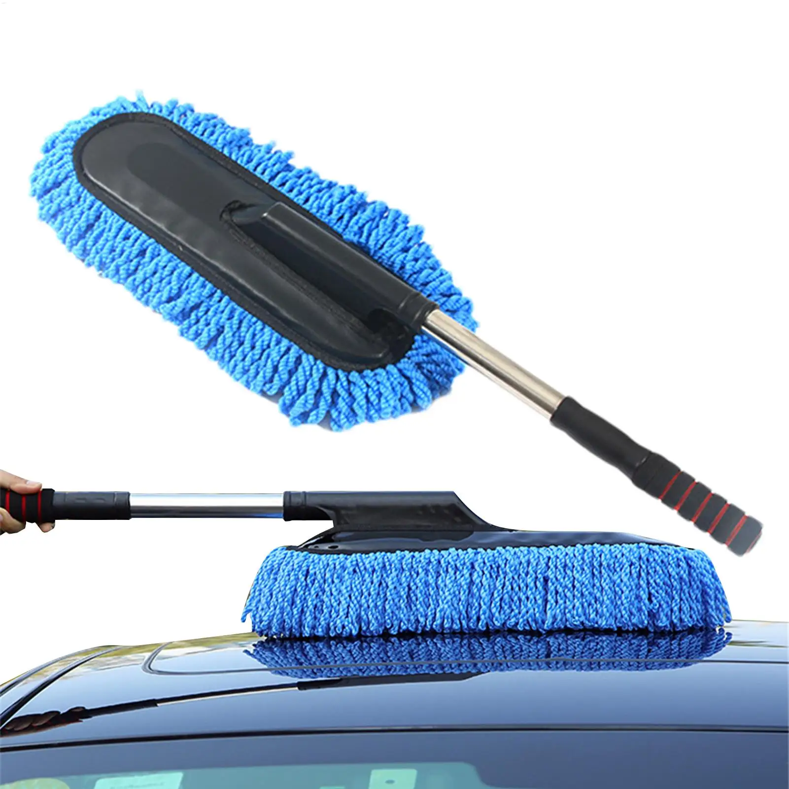Car Duster Large Head Telescopic Reusable Washable Soft Dashboard Brush for Cleaning Trucks RV Furniture Glass Car Interior