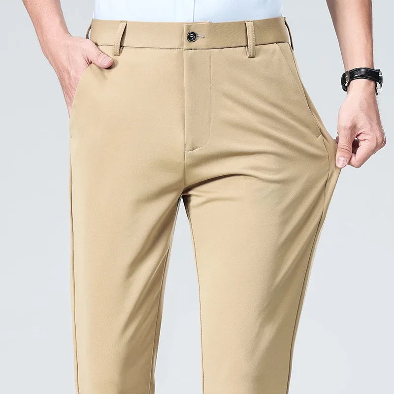 Spring Summer Thin Trousers Men Formal Dress Suit Pants Work Pants Quality Business Casual Pants Black Wine Red Long Pant
