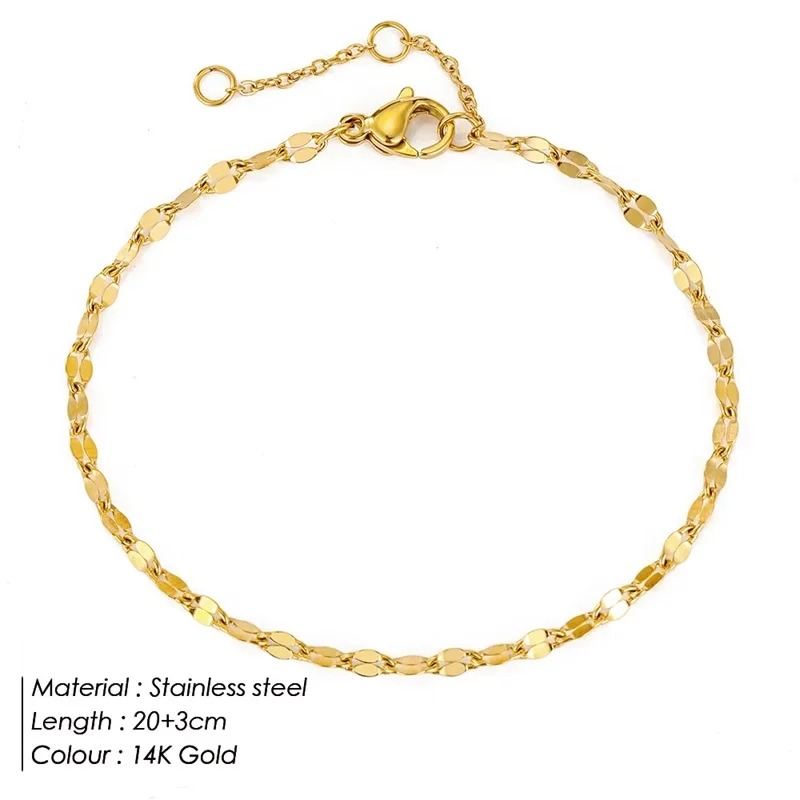 316 l stainless steel Minimalist golden Chains Anklets For Women Girls Friend Foot Jewelry Leg Barefoot Bracelet jewelry