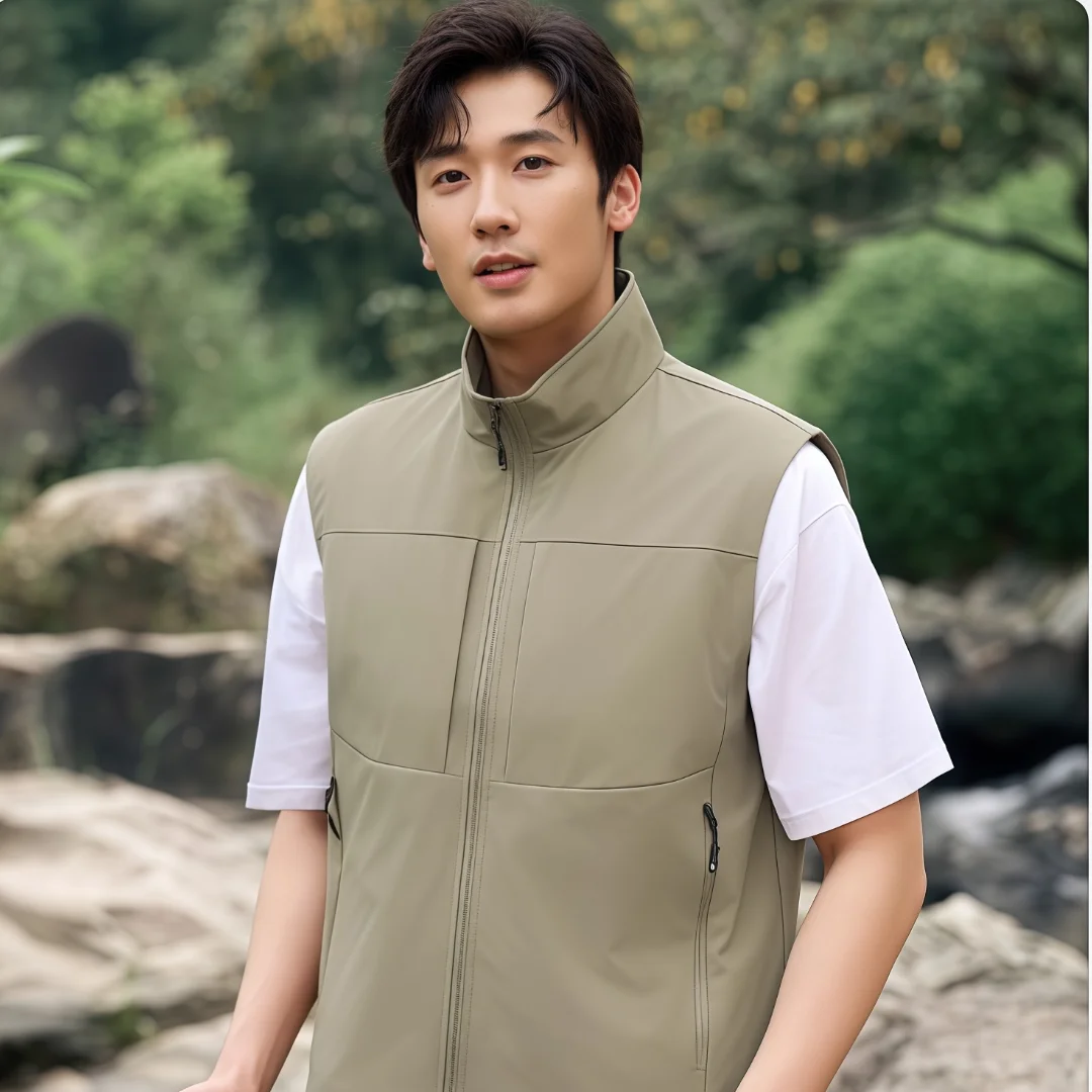 

2025 Summer Vest Men's Work Vest Large Size Golf Sleeveless Jacket Tactical windbreaker Hunting Camping Fishing waterproof Vest