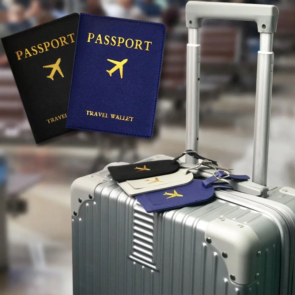 PU Leather Business Luggage Tag Passport Holder Case Suitcase Label Name Card Holder Travel  Accessories Wallet Document Bag