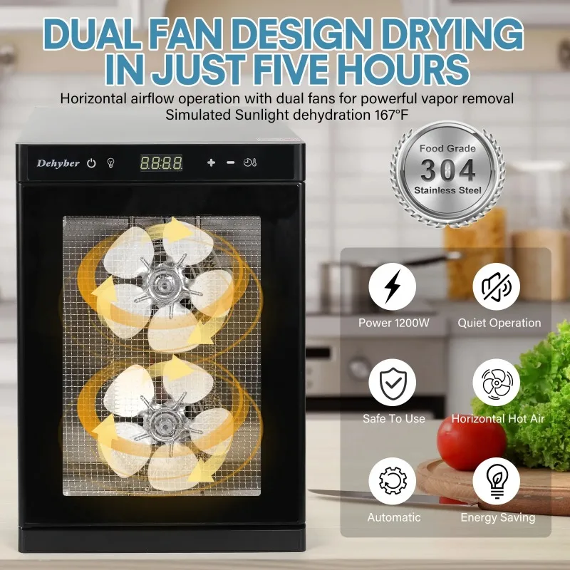 14-Layer Stainless Steel Dried Fruit Machine Commercial Household Dual-Purpose Food Dehydrator Dried Fruits/Vegetables/Meat