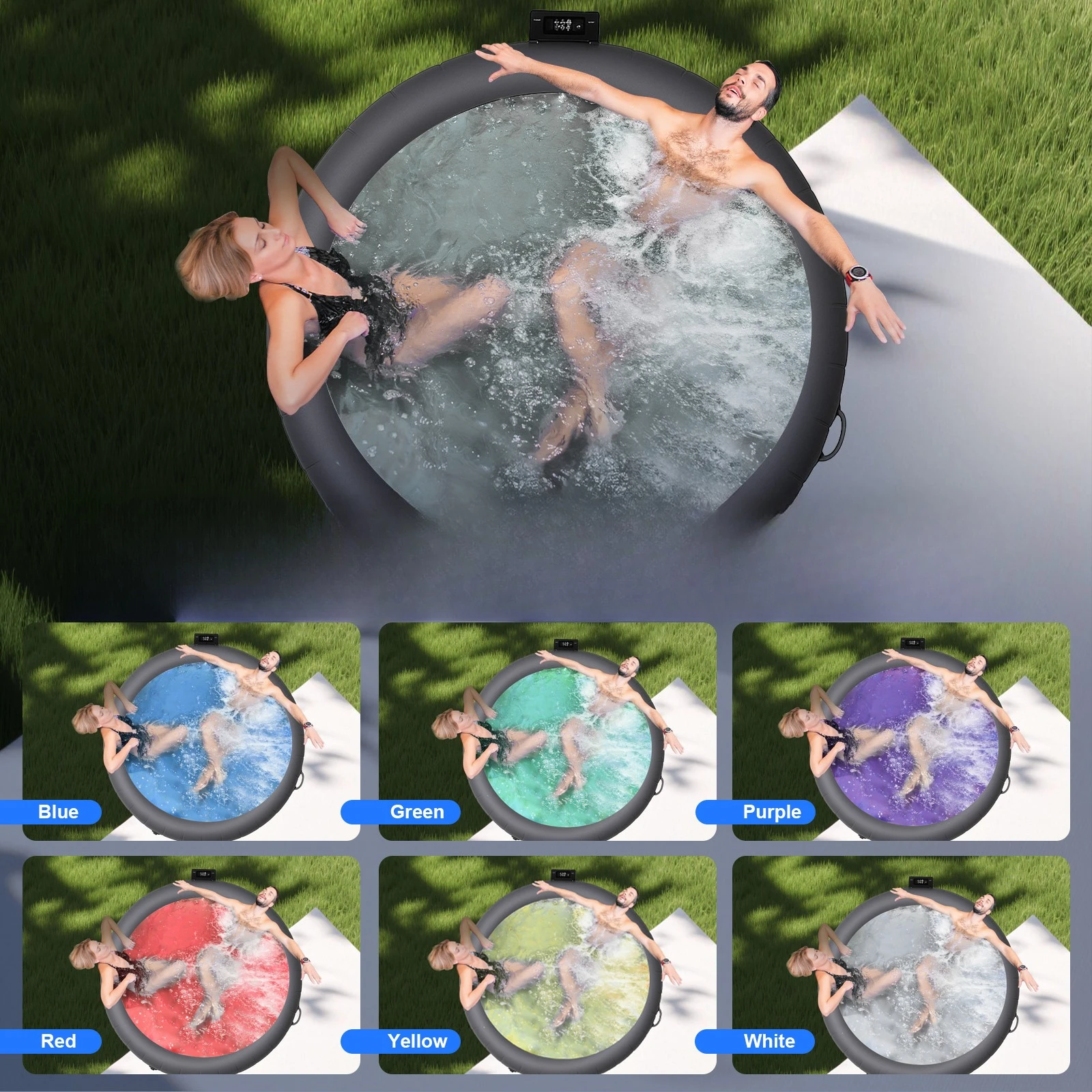 Inflatable Hot Tub Spa Pool Hot Spring Heated Bath Wave Bubble Bath