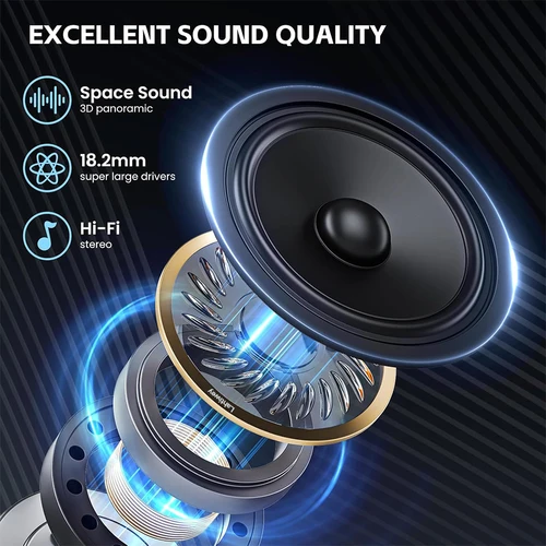 Imagen 2 del producto Auriculares inalámbricos Bluetooth 5,4, auriculares abiertos con micrófono HD, tiempo de reproducción de 60 horas, auriculares abiertos ultraligeros y cómodos con gancho para la oreja