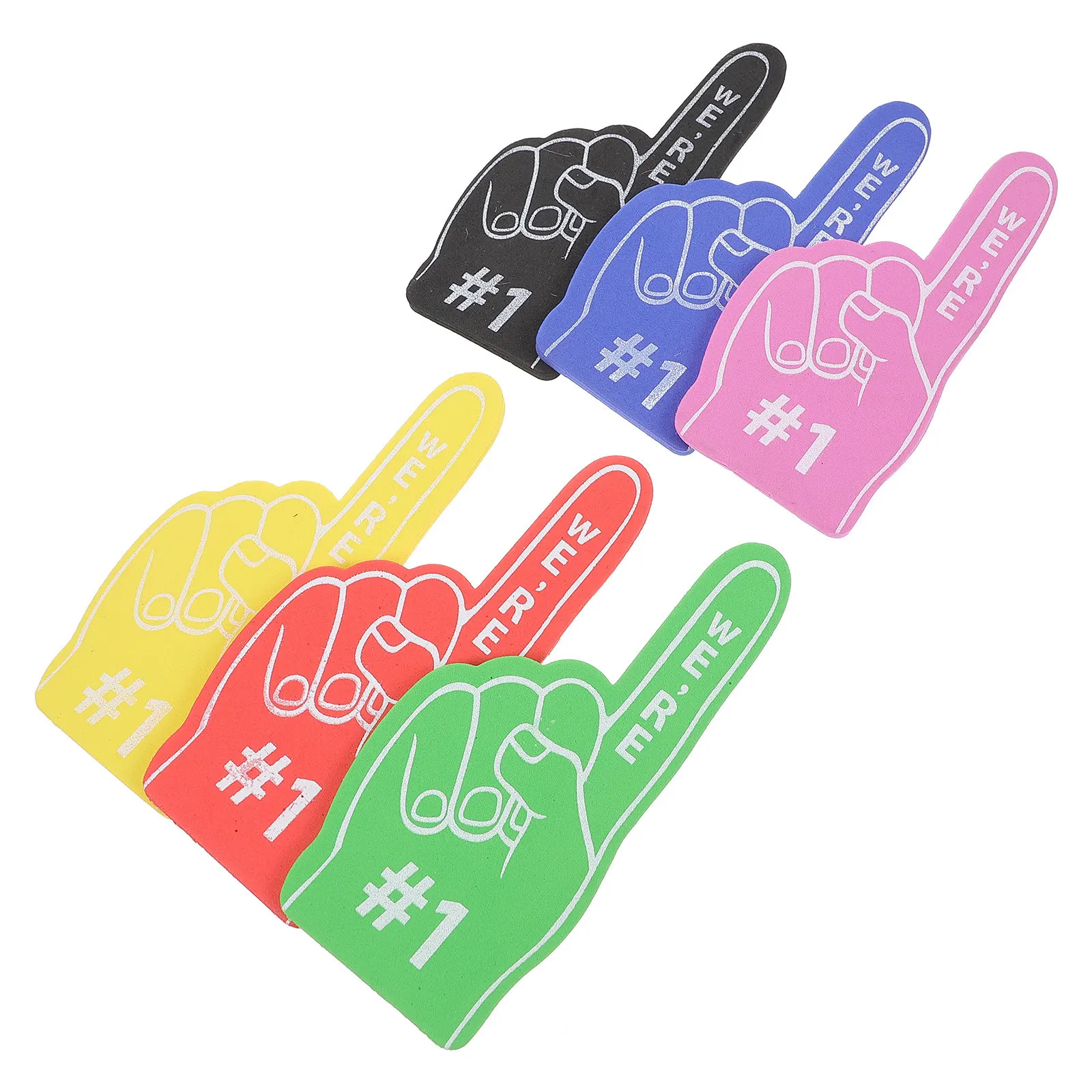 6Pcs Bright Color Foam Finger Cheer Props for Sports Events Concerts Festivals Party Favors Cheerleading Squad Audience Fan Gear