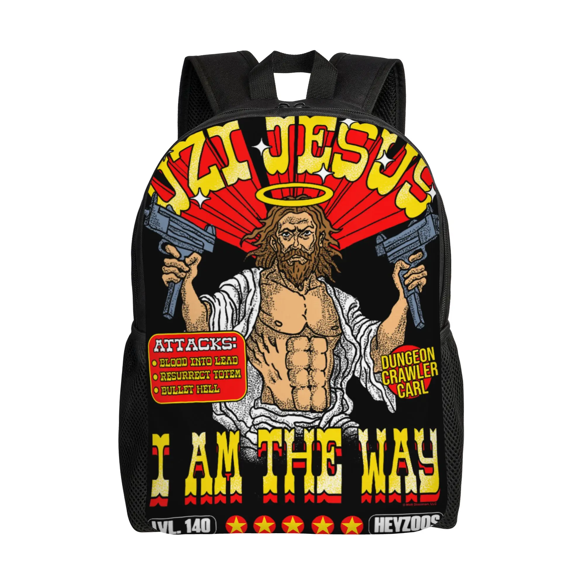 DCC Uzi Jesus I Am the Way Character Stats RPG Book Backpack  Boy Girl Polyester University Backpacks Durable Kawaii Rucksack