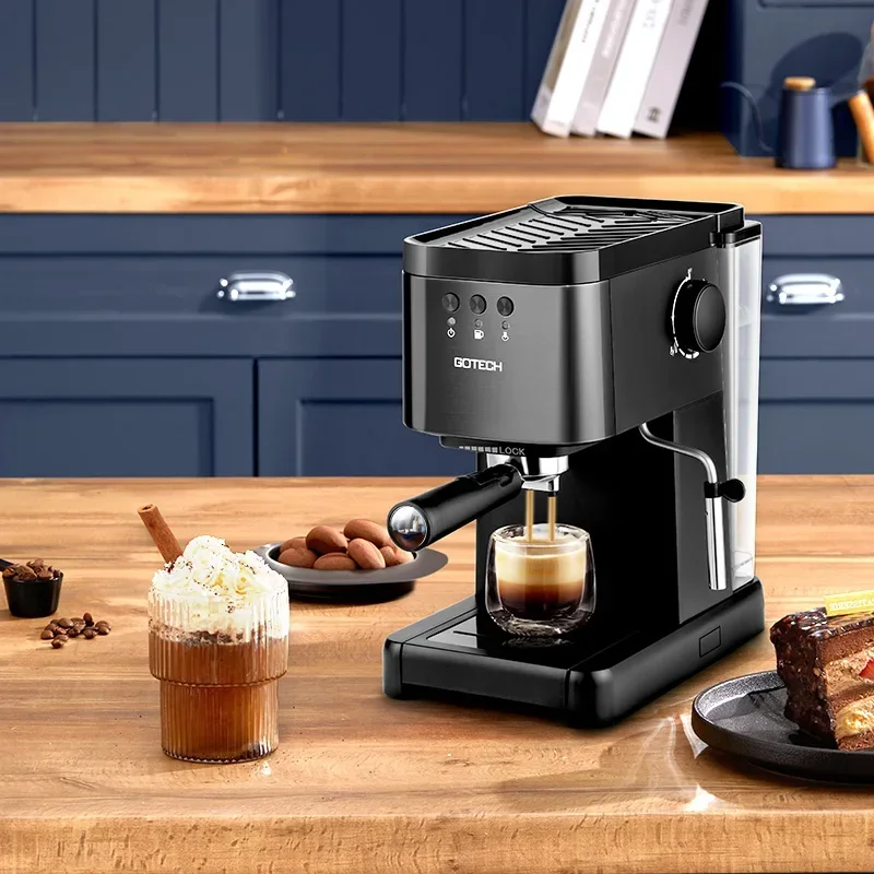ماكينة صنع القهوة Gotech صغيرة كاملة شبه أوتوماتيكية كابتشينو حليب مخفوق بالبخار للاستخدام المنزلي