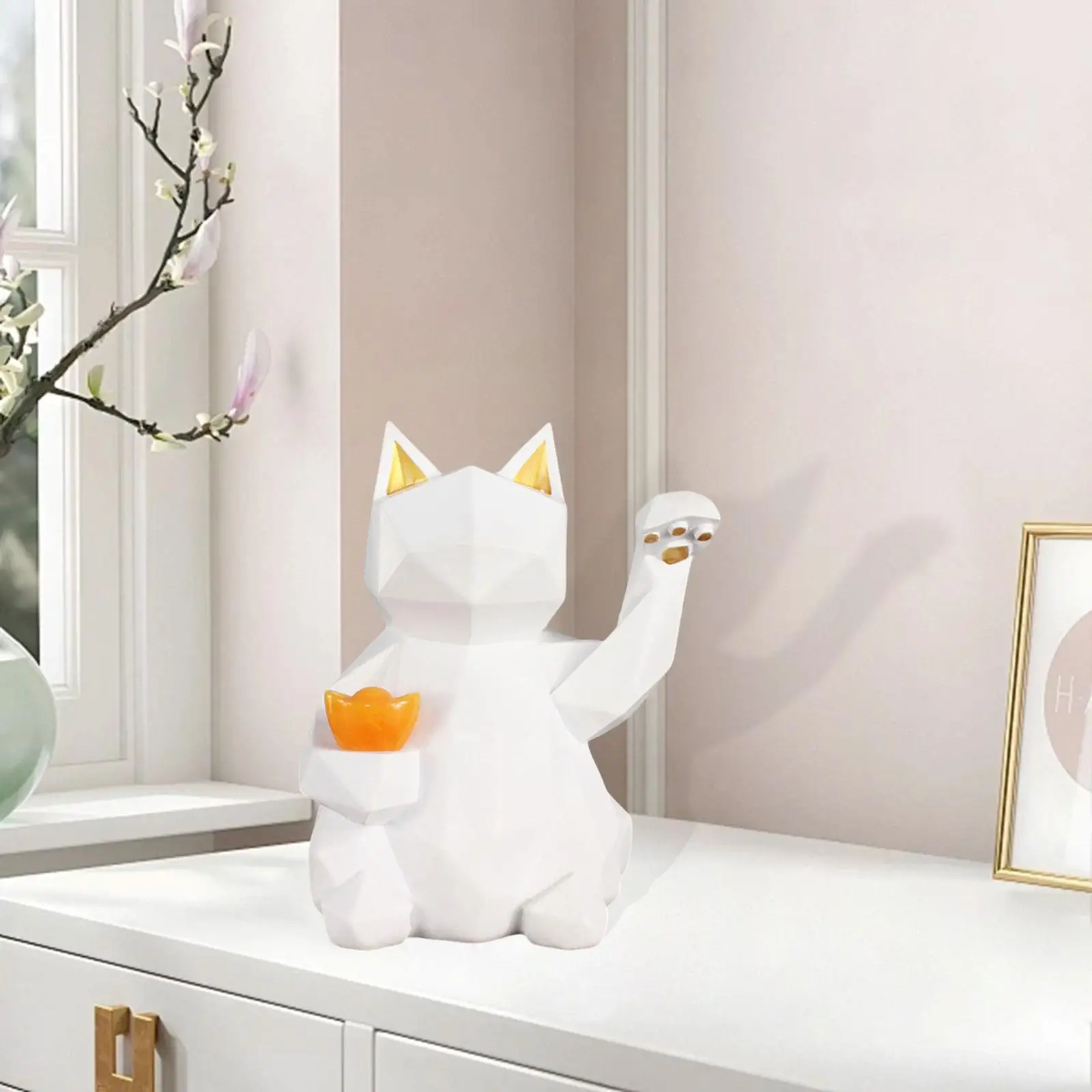 تمثال قطة للقطط، تمثال كرتوني قابل للجمع على شكل حيوانات، زينة لسطح المكتب لخزانة المدخل وغرفة النوم والمكتب #4