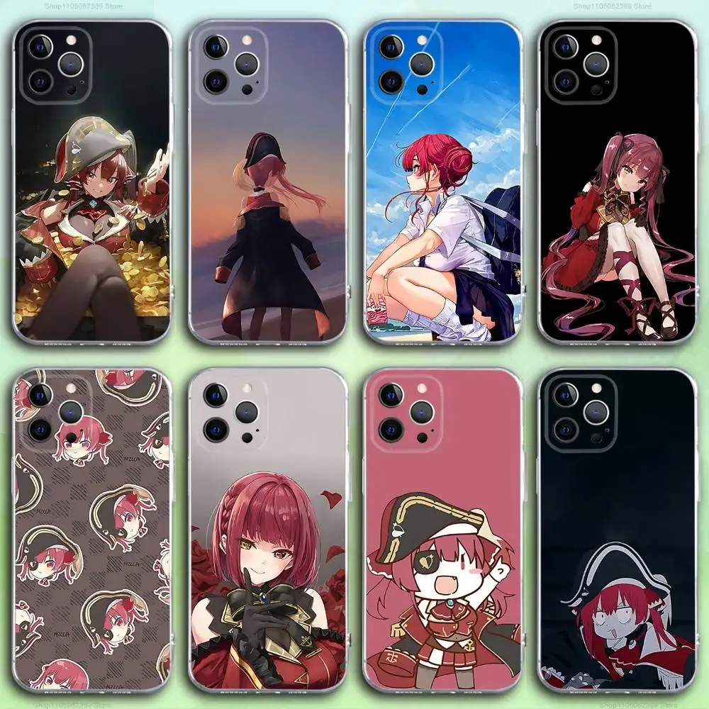 H-Houshou Marine Virtual Phone Case For iPhone 16,15,14,13,12,11 Pro,Max,Plus,X,XS,XR,SE4,E Mini Transparent Soft Cover