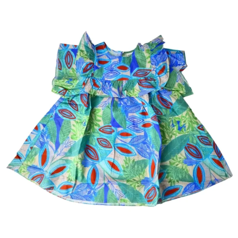 Princess Style Floral Print Fashion Baby Dress Outdoor Summer Ruffles Design