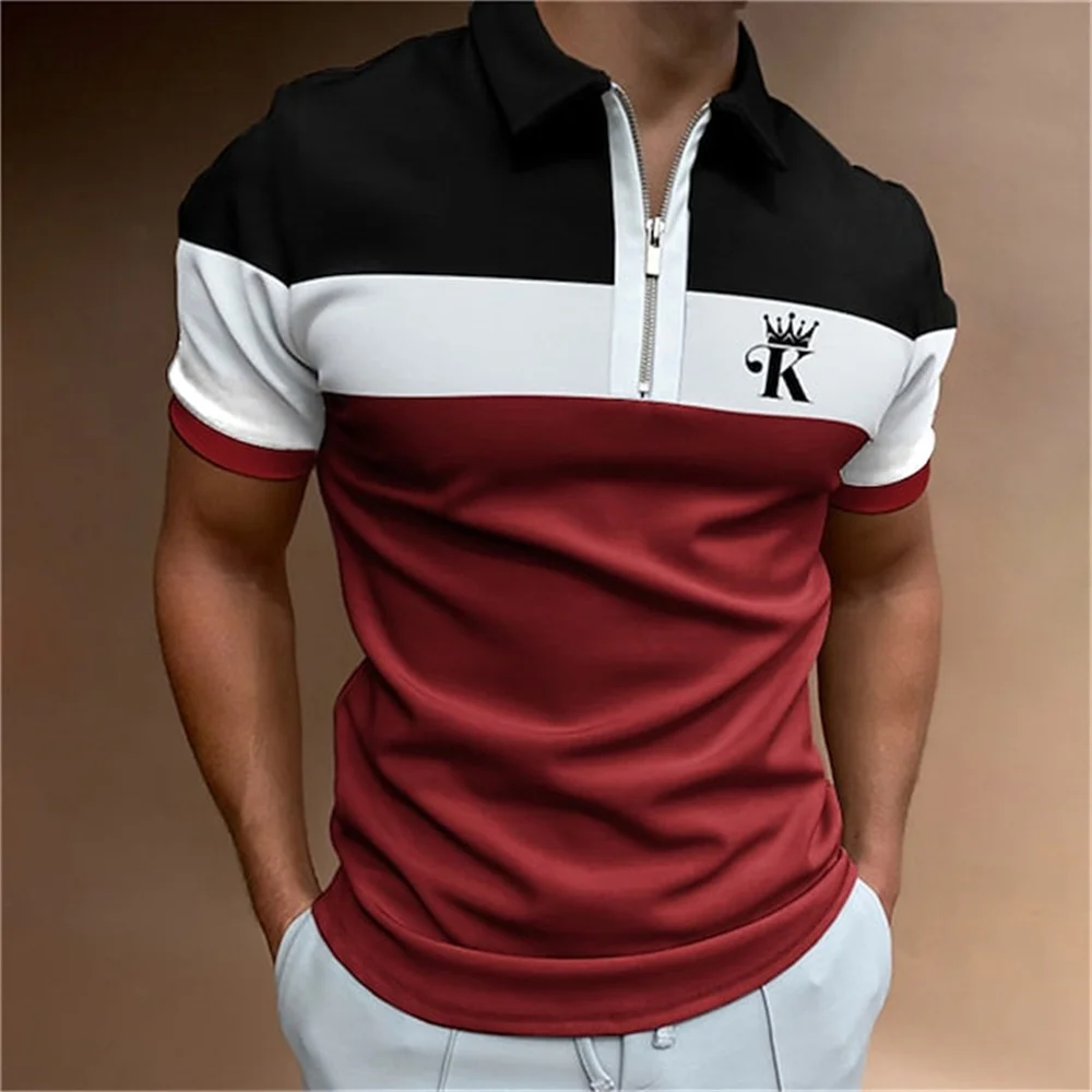 New Men\'s Polo Shirt 2023 Summer Stripes Short Sleeve T-shirts Casual Business Button Tops Tee Fashion Polo Shirts Man Clothing