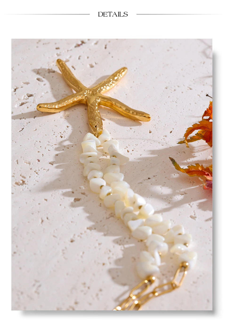 Yhpup 60 + 7 cm Ozean Stil Shell Handgemachte Kette Große Seestern Anhänger Halskette Edelstahl Strand Urlaub Schmuck 2025 – Detail 8