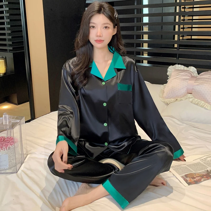 French Luxury Aesthetic Nightwear Women's Long-Sleeved Fashion Senior Sense Temperament Lady Homewear Suit Soft Lapel Sleepwear