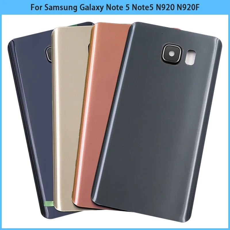 New For Samsung Galaxy Note 5 N920 N920F Battery Back Cover Rear Door Note5 3D Glass Panel Housing Case With Camera Lens Replace