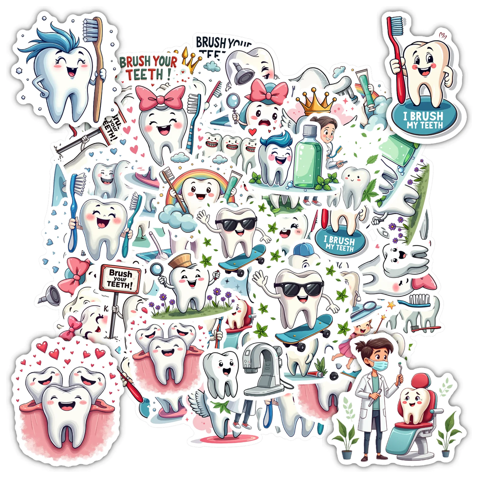 

35-150 шт., наклейки для ухода за мультфильмами, забавные наклейки для гигиены полости рта, сделай сам, детские наклейки, игрушки для DIY телефона, ноутбука, скрапбука, велосипеда