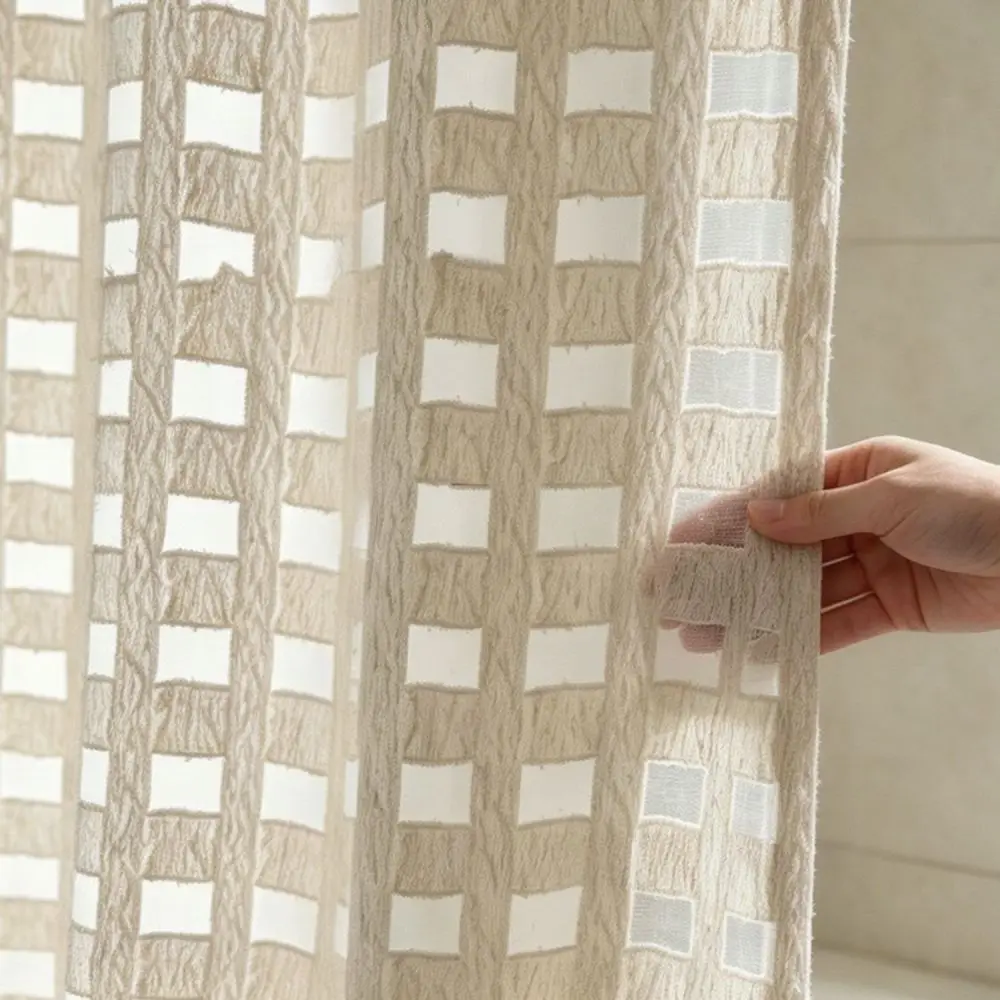 Bathroom Shower Curtain Waterproof Mildew Resistant Polyester Divider Privacy Partition Modern Style Easy Installation