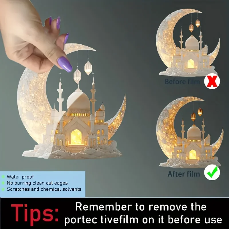 ديكور سطح الطاولة من الأكريليك للاحتفال بالعيد - تصميم جرافيك ثنائي الأبعاد - عرض المنزل والنافذة، هدية مثالية لرمضان وعيد الفصح.