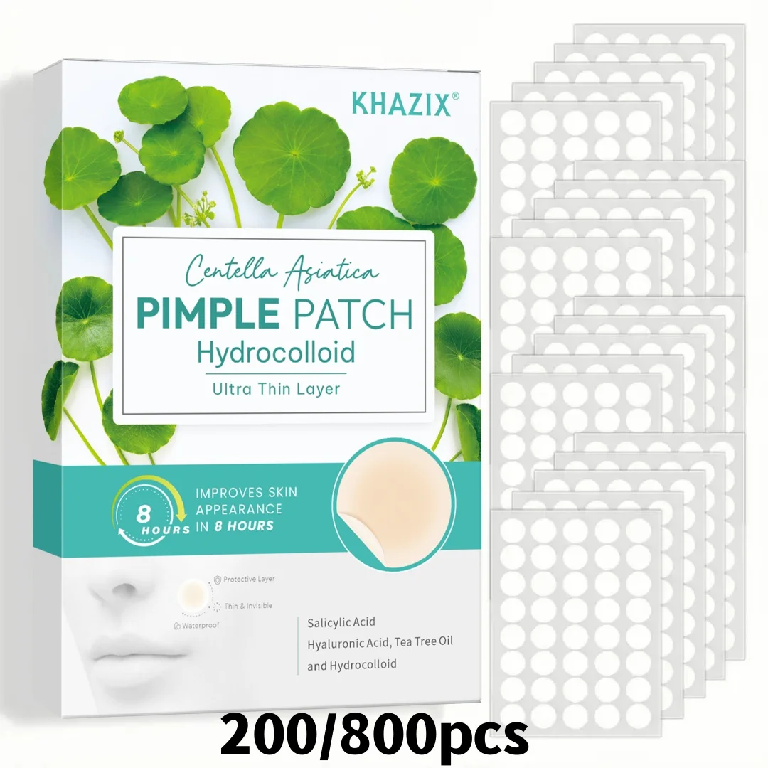 

200/800Pcs Round Centella AsiaticaHydrocolloid Acne Patches Infusedwith Centella Asiatica Waterproof,Breathable &Non-irritating.