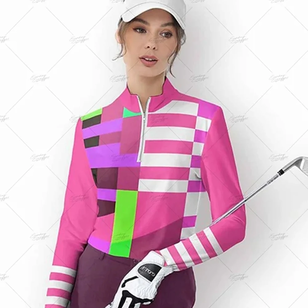 Women\'s long-sleeved golf shirt clubs,quick-drying breathable golf shirts, moisture absorption,tennis clothes, autumn and winter