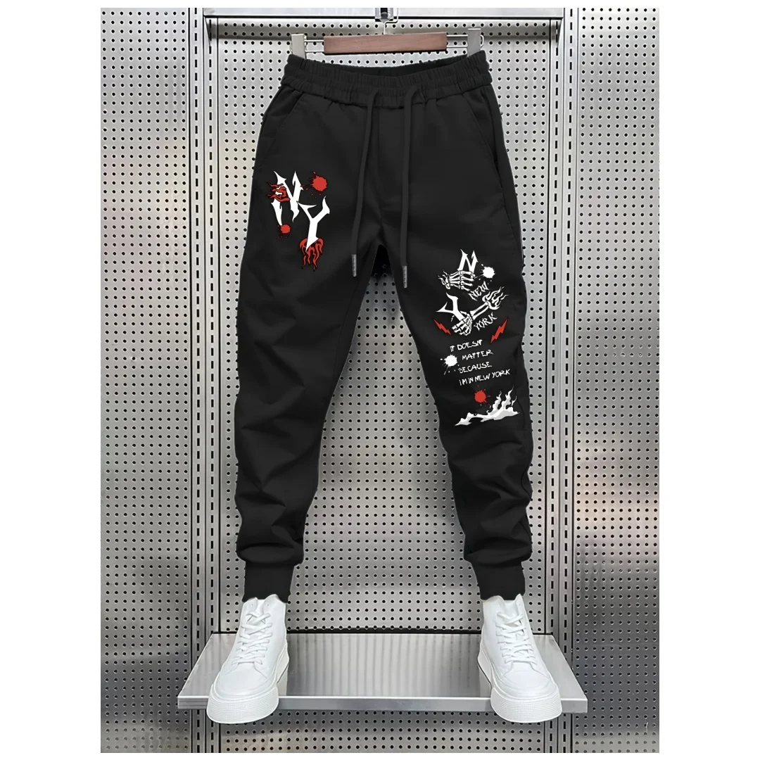 

sweatpants Hot Selling Autumn Men's Fashion Letter Printed Soft and Comfortable Drawstring Pants Outdoor Street Style y2k Pants