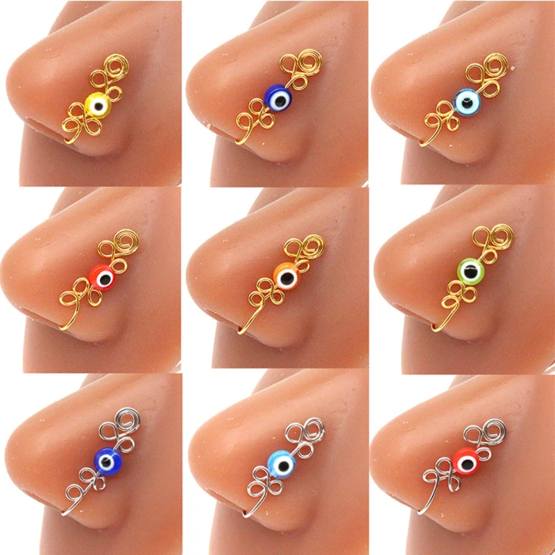 

Evil Eye Spiral Fake Nose Ring Non Piercing Clip On Nose Ring Fake Piercing Clip Nose Cuff Ear Clip Septum Nariz Body Jewelry