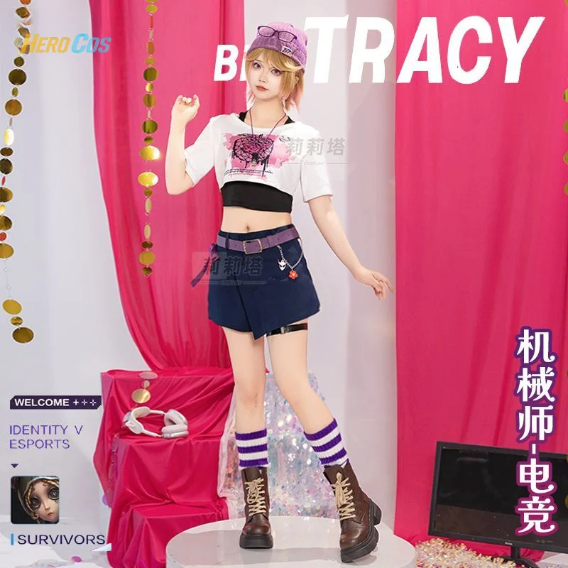 

Identity ⅤMechanic Cosplay BLK Costume Halloween Women Fantasy Uniform Glassses Props Coat Accessories Set HERO Cos