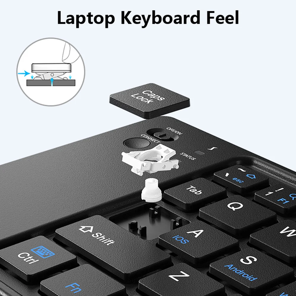 Mini teclado inalámbrico Bluetooth plegable, teclado plegable recargable portátil ultrafino para iOS, Windows, Android, Universal
