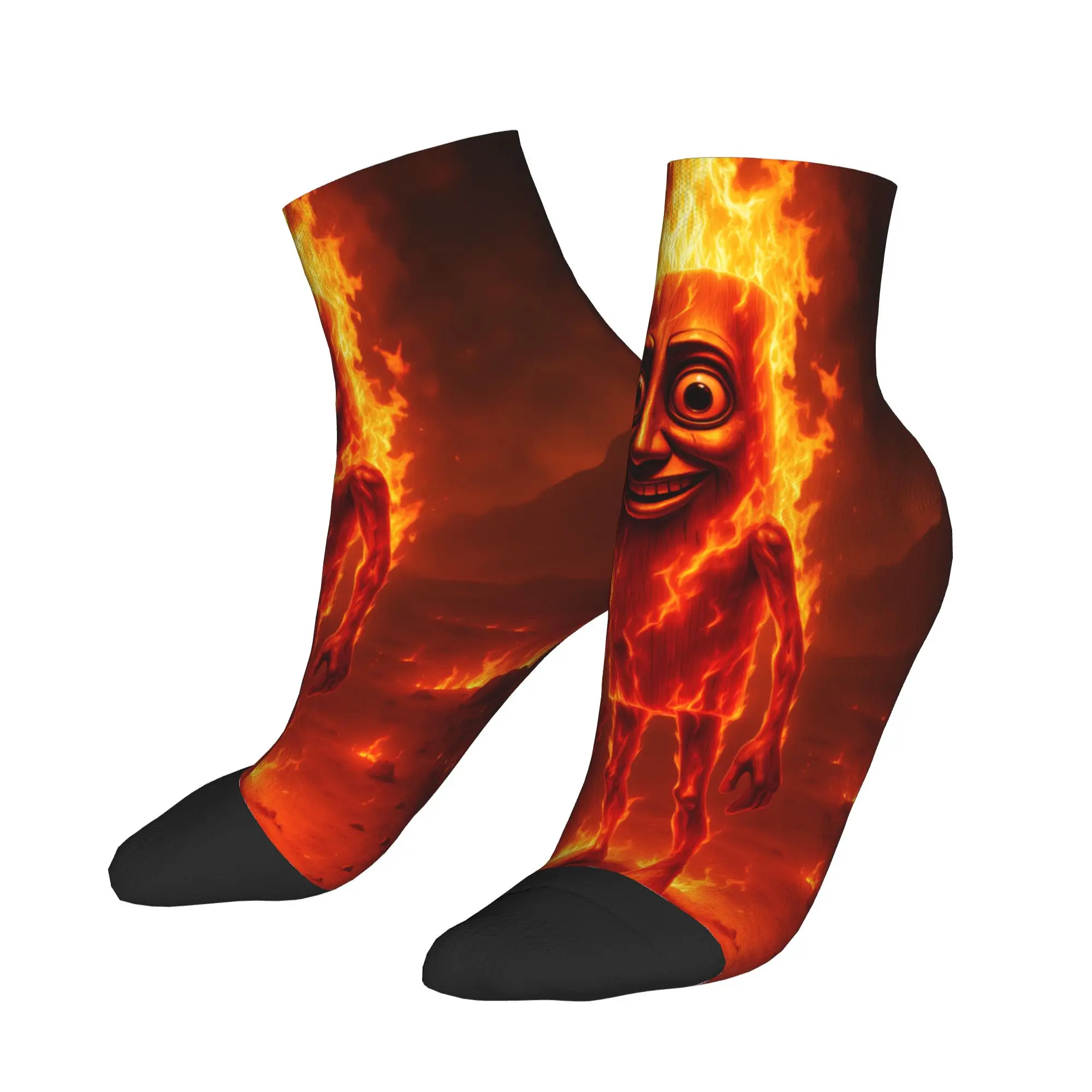 

Tung Tung Sahur Fire Demon Casual Socks For Adults Men Retro Comfort Soft Ankle Socks Autumn Cycling Graphic Anti Sweat Sock