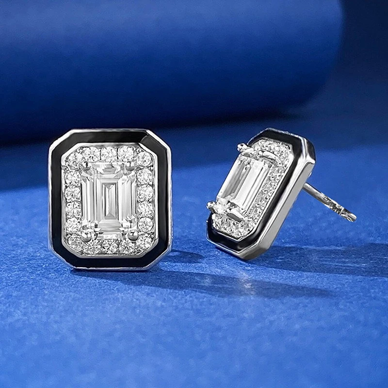 Huitan Fashion Female Daily Stud Earrings Geometric Zirconia Crystal Stone Jewelry for Women Modern Style Accessories Dropship