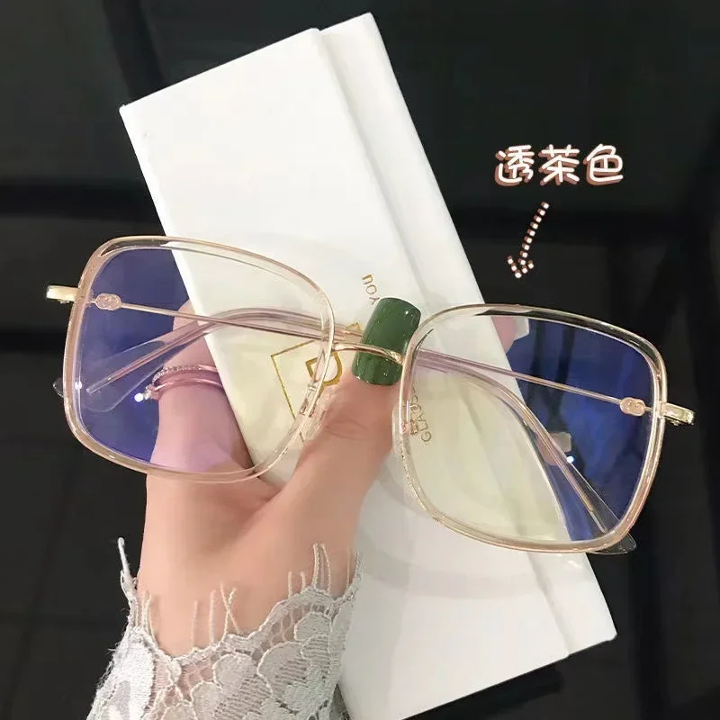 Gafas con montura cuadrada grande para mujer, lentes de lectura transparentes, a la moda, de alta definición, Anti luz azul, para ordenador