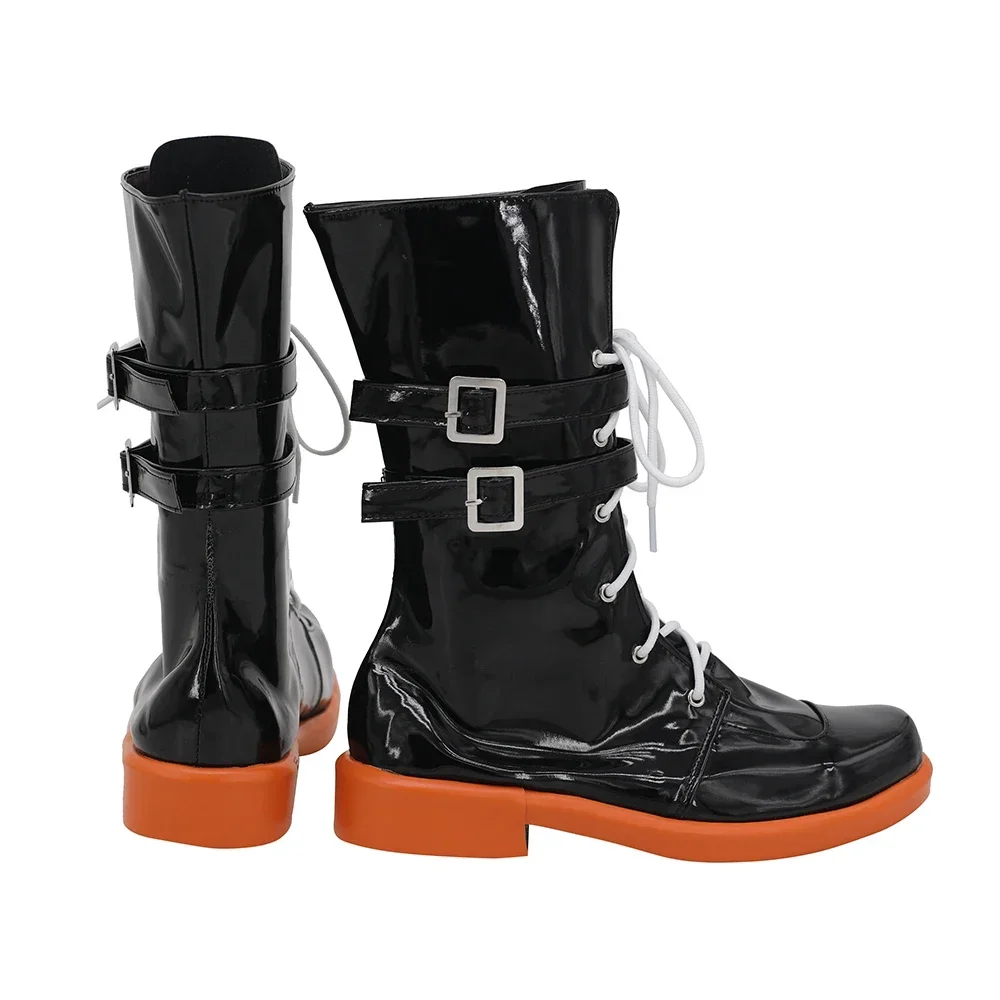 Stivali cosplay Flamebringer Arknights Scarpe in pelle nera realizzate su misura per unisex