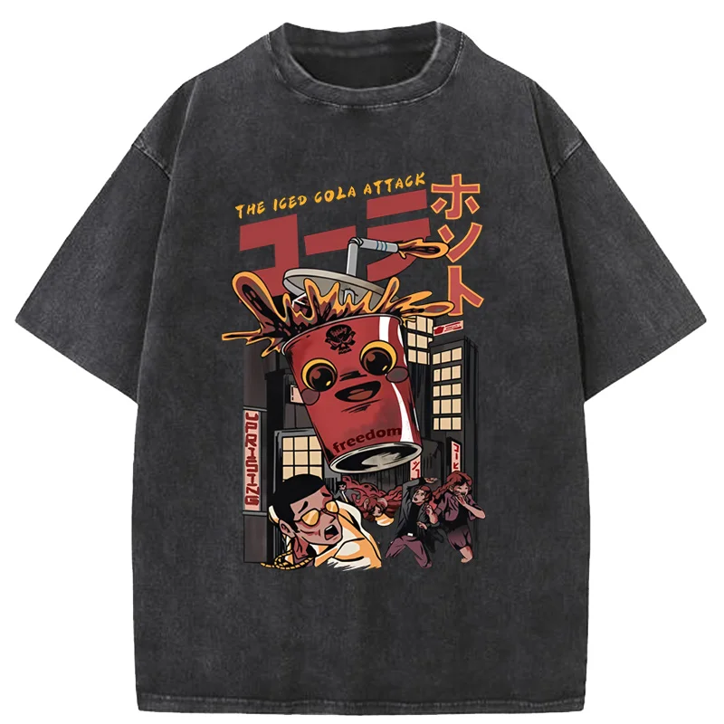 

Y2k Men Streetwear Washed Graphics T Shirt Anime Printed Vintage Tshirt Oversized Short Sleeve Hip Hop Men Clothing