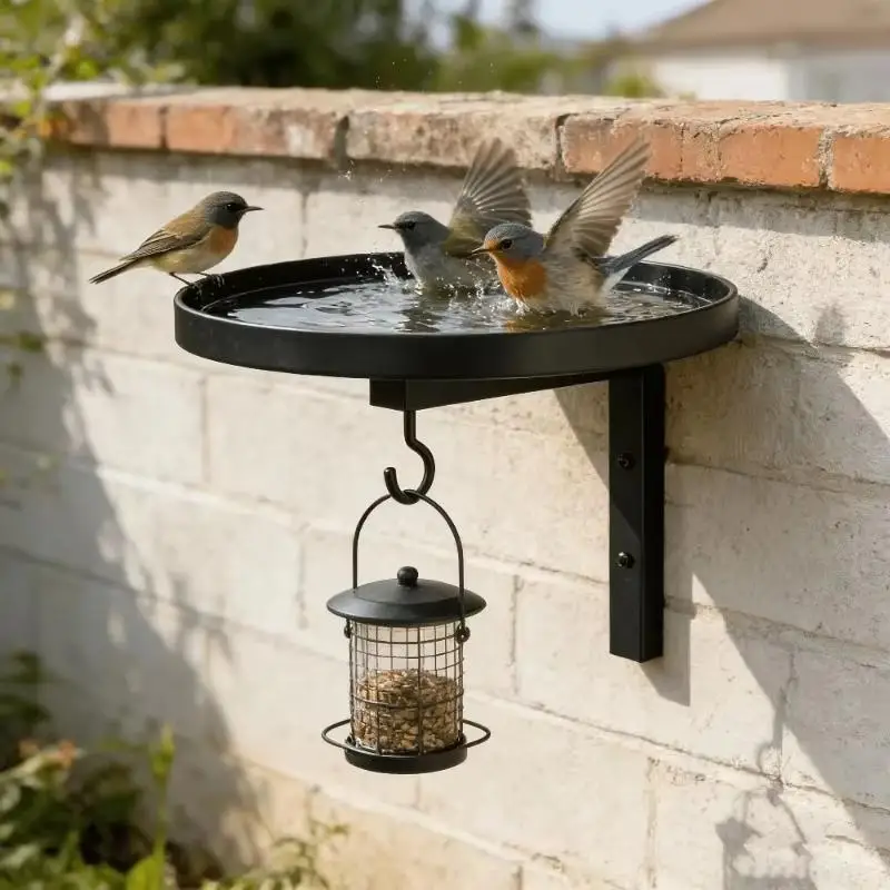 Wandmontierter Vogelfutterhaken aus Eisen für Badewannen, einfache Installation, wetterbeständig, für Terrasse, Garten, Vogelbeobachtung im Freien – Detail 8