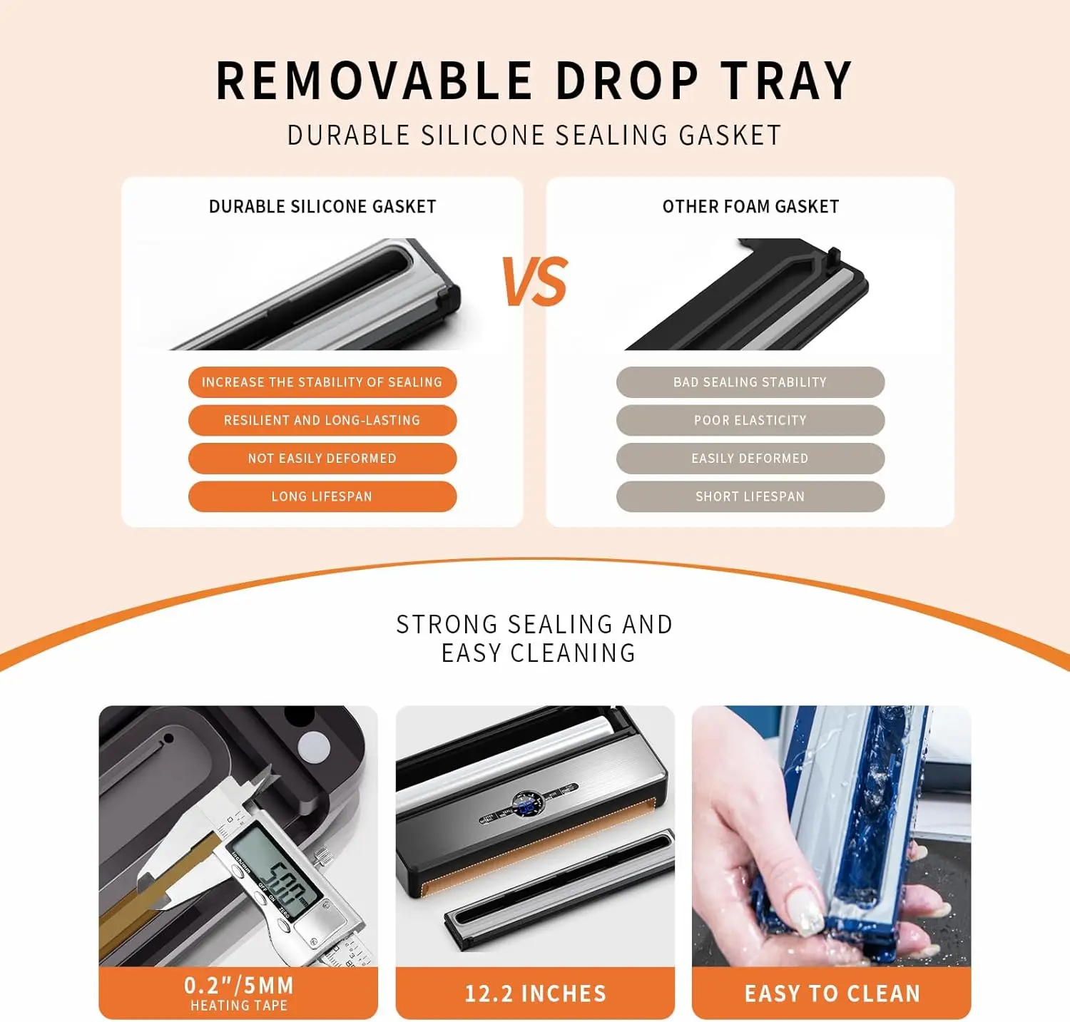 Wallepac 85KPA Home Electric Food Saver Vacuum Sealer Machine Plastic for Household RV Car Garage Use Manufactured Professional