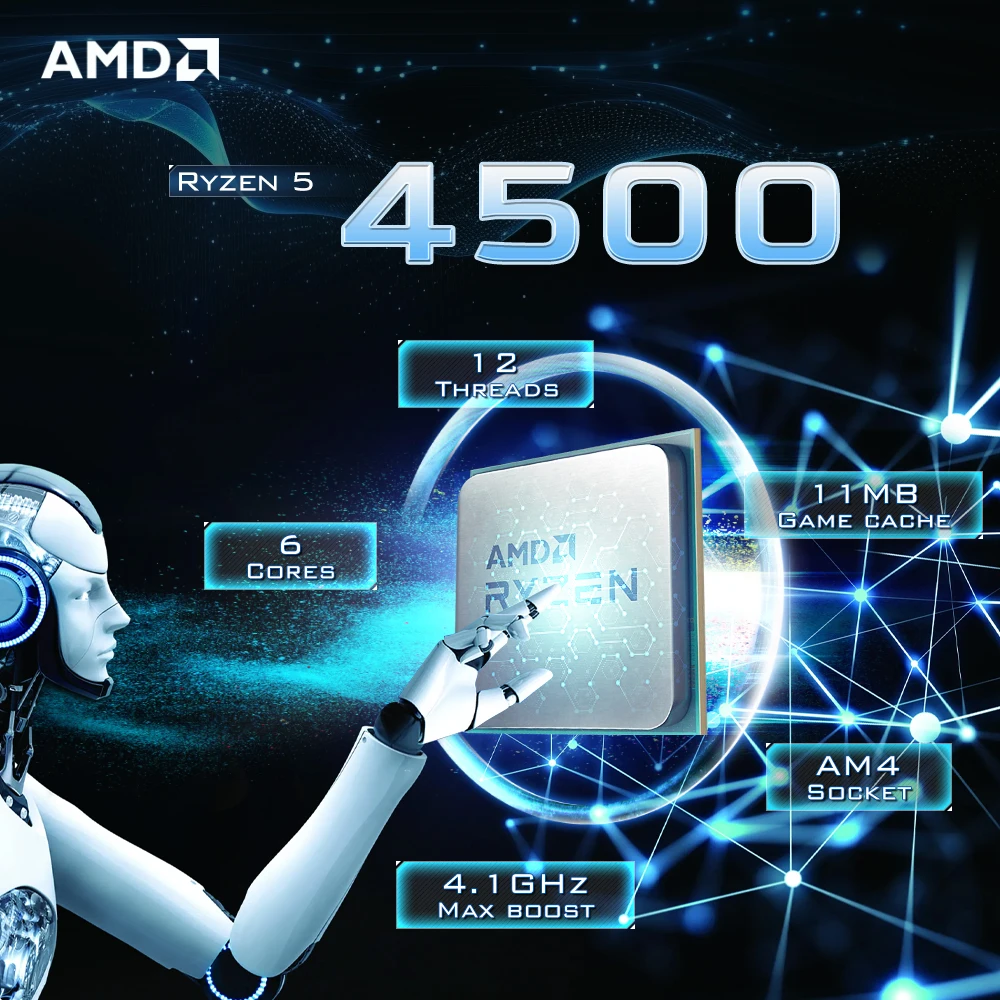 

NEW AMD Ryzen 5 4500 6-Core 12-Thread PCIe 3.0 Socket AM4 7NM L3=8MB Processor 65W R5 4500 DDR4 but without fan