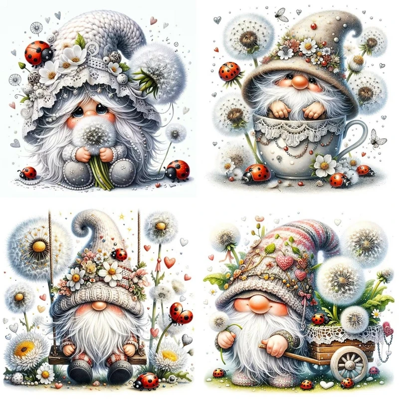 

Dandelion Flower Gnome Diamond Painting Art Kit for Adults Diamond Art for Beginners Full Drill Gem Art Painting for Crafts