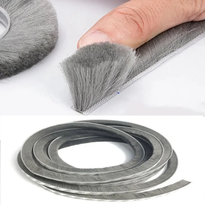 5/10M Self-adhesive Sealing Brush Strip Door Window Weather Stripping Soundproof Dust Sealing Strip Door Gap Filler Gasket