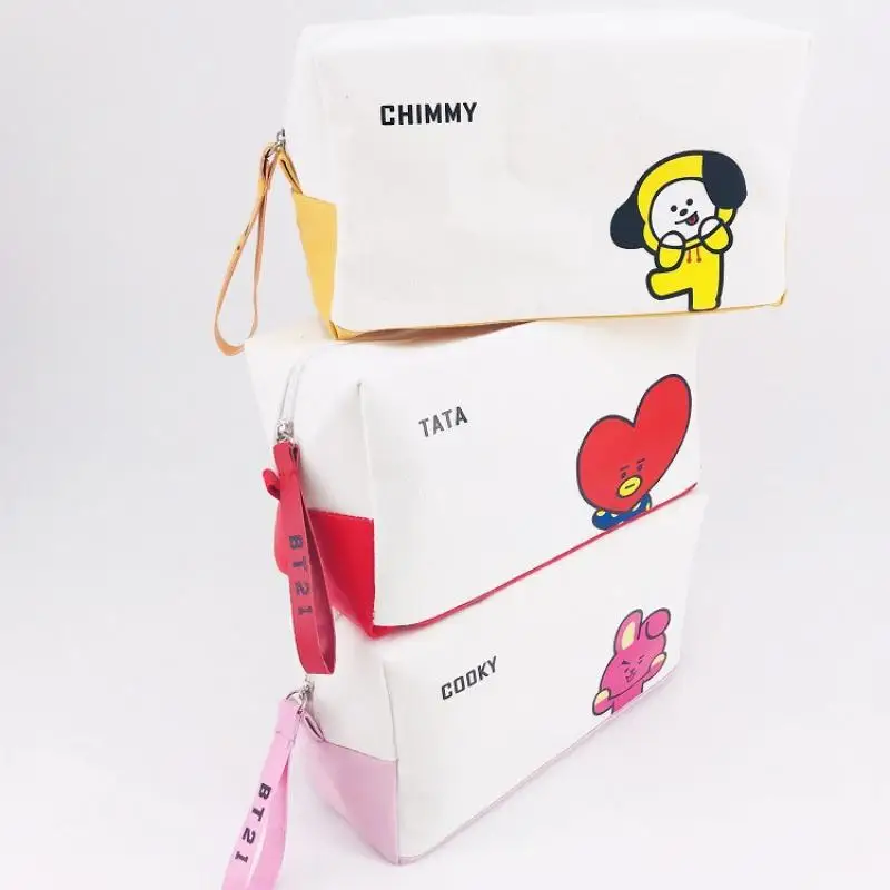 BT21 Storage Bag Creative Cartoon Anime Coin Purse Student Large Capacity Pencil Case Handbag Cosmetic Bag Gift