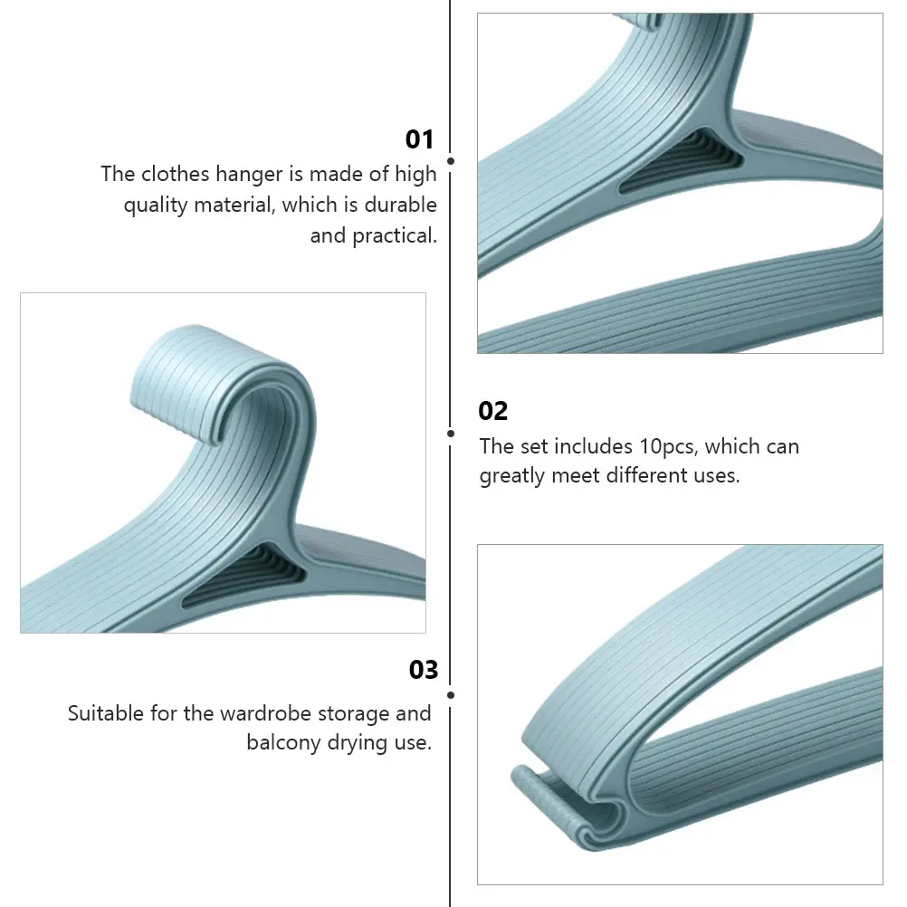 

10pcs Non-Slip Clothes Hangers Anti-S Clothing Storage Wardrobe Organizer Holder Plastic Rack For Home Closet Drying