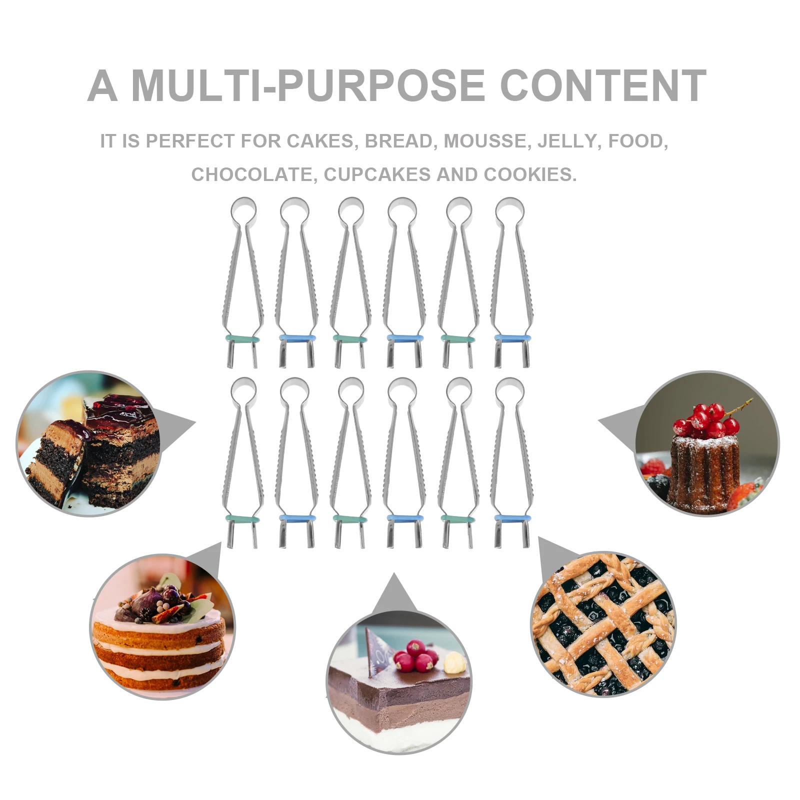 

12pcs Stainless Steel Lace Clips Reusable Fondant Decorating Tools Non-Stick Diy Baking Molds For Candy Mousse Cake