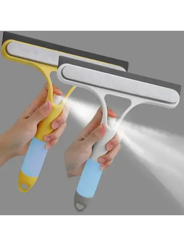 3 in 1 Window Cleaning Squeegee Multi Function Glass Mirror Wiper with Spray Bottle Microfiber Scrub Household Car Cleaner Tools