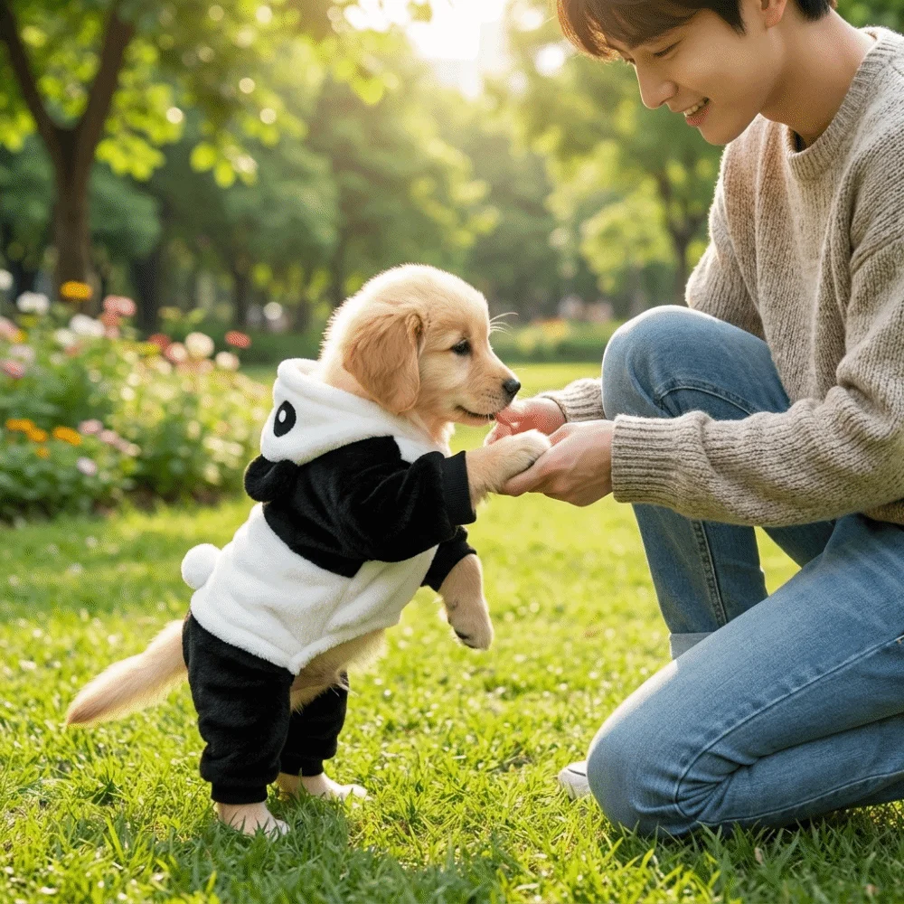 Vêtements de chien amusants et épais, costume de cosplay chien panda transformé, doux et chaud, anti-peluchage, vêtements d'hiver pour chien, saison hivernale