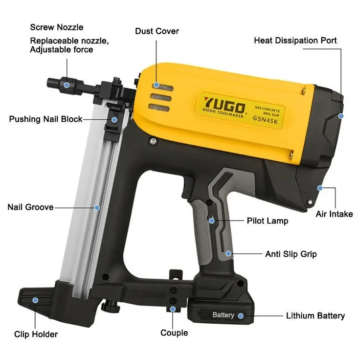 GSN45K Gas-Powered Nailer Plumbing Electrical Work Cement Plumber Renovation Multi-Functional Multi-Use Gas  Steel Staple