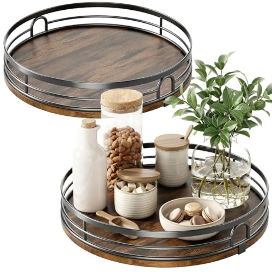 

2 Pack '' '' Lazy Susan Turntable Organizer for Cabet Round Wood Lazy Susan for Table Top Countertop Pantry Spice Bathroom Vani