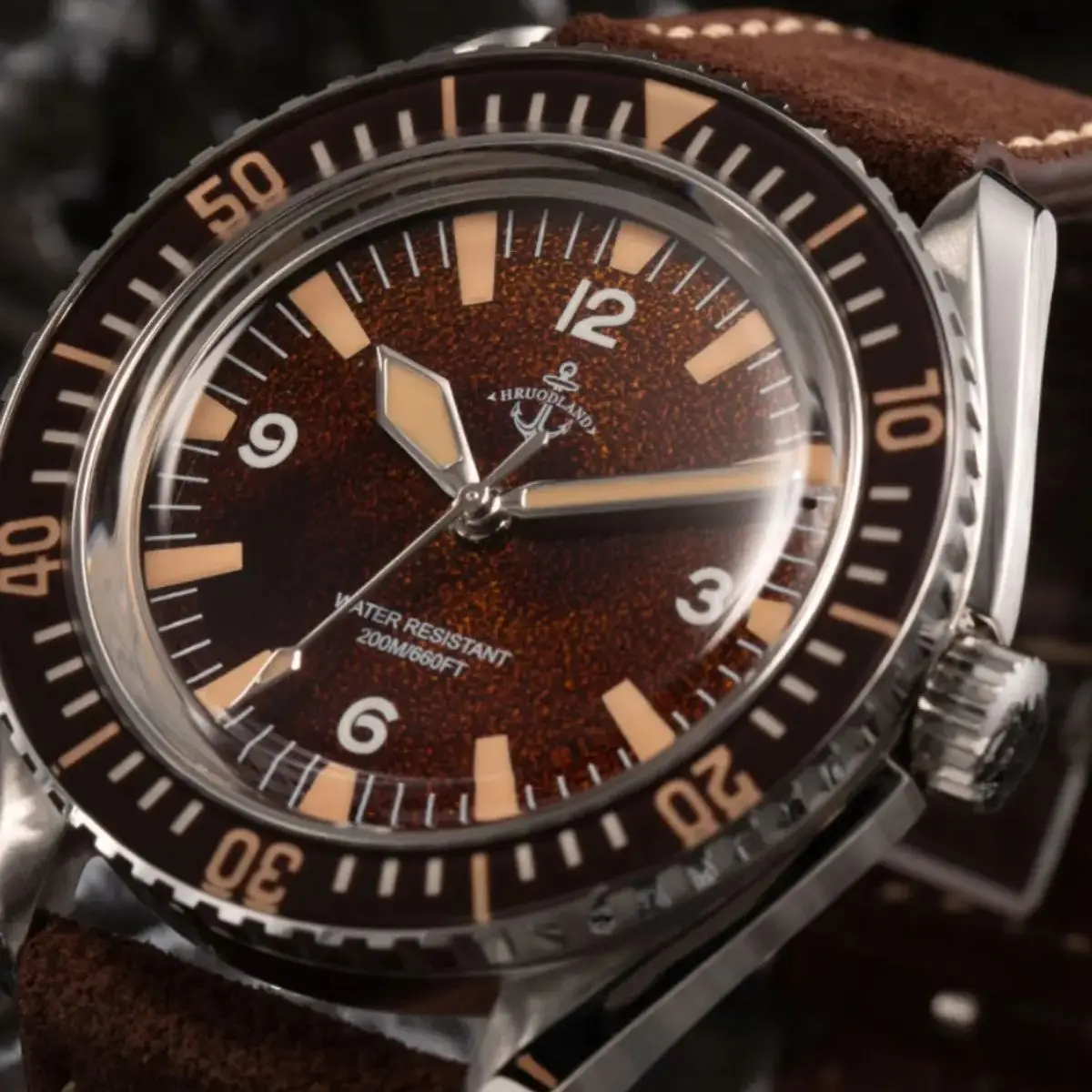 Hruodland Men Automatic Watch 40mm Mechanical Wristwatch Diver 20ATM Waterproof BGW-9 Luminous Bubble Sapphire Mirror NH35
