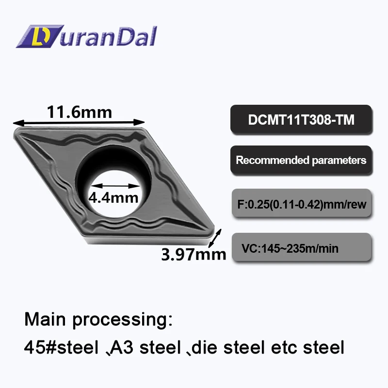 10pcs High Quality DCMT11T308 TM Turning Tool Tungsten Carbide Inserts CVD Coating for Steel