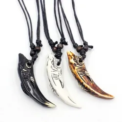 Unique Shark Tooth Pendant Necklace - A Stylish Accessory for Men Women -  Simulation Yak Bone Jewelry